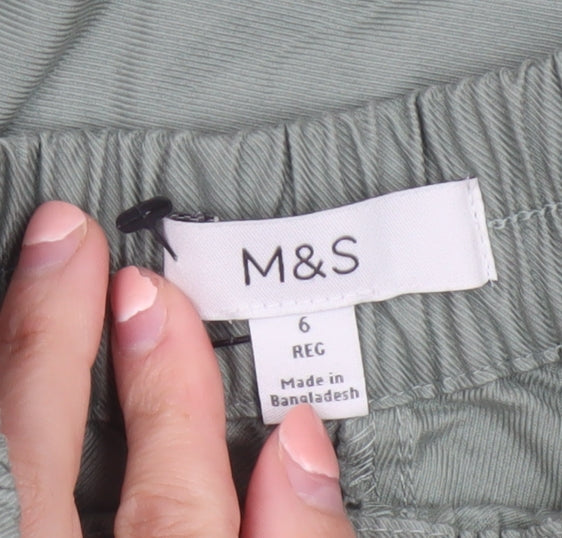Marks and Spencer Women Green Size 6 Cargo Cotton Trousers