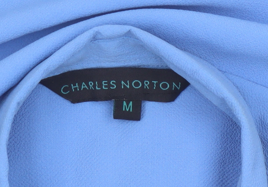 Charles Norton Mens Blue Short Sleeve Button-Up Shirt Medium