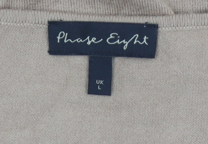 Phase Eight Women’s Beige V-Neck Relaxed Knit Jumper Size L