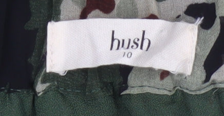 Hush Women’s Green Camouflage Pleated Midi Skirt Size 10