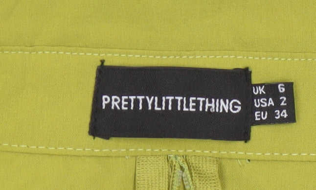 PrettyLittleThing Women’s Green Size 6 Collared Ruched Midi Shirt Dress