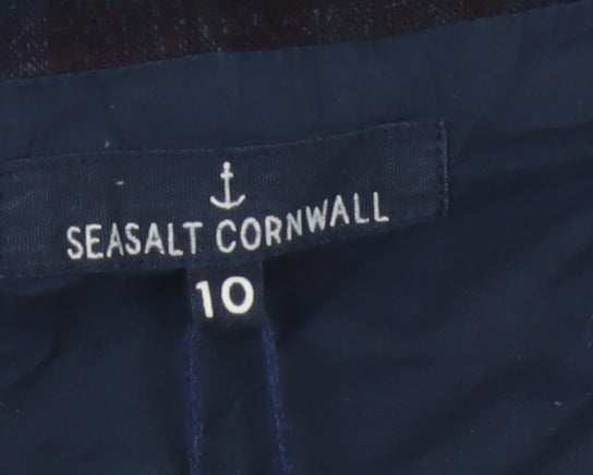 Seasalt Cornwall Women Blue Linen Cotton Check Pinafore Dress Size 10