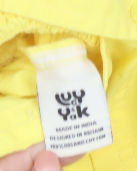 Lucy & Yak Women's Yellow Cotton Jumpsuit Size S Elastic Waist