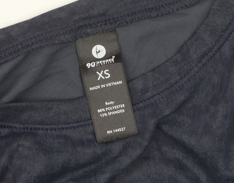 90 Degree By Reflex Womens Blue XS Cropped Long Sleeve Active Top