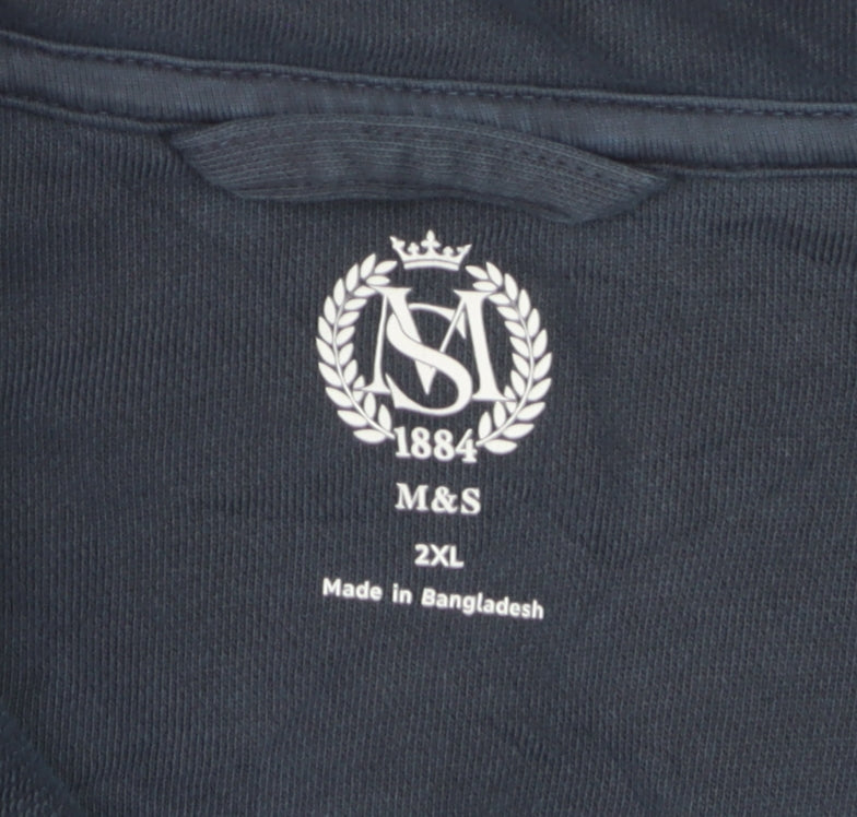 Marks and Spencer Men's Blue 2XL Long Sleeve Button-Up Casual Shirt