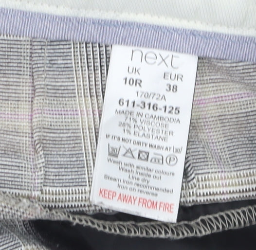 Next Women Grey Checked Wide-Leg Trousers Size 10R
