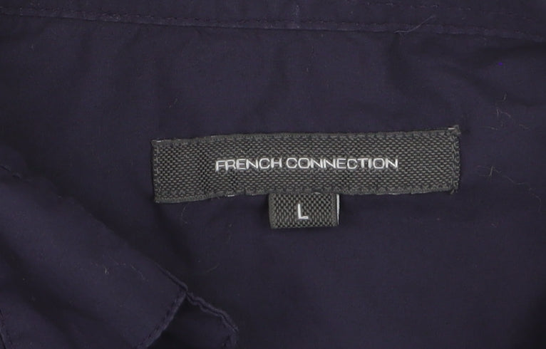 French Connection Women's Blue Cotton Collared Sleeveless Blouse L