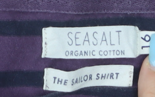 Seasalt Women’s Purple Stripe Organic Cotton Long Sleeve Sailor T-Shirt Size 16