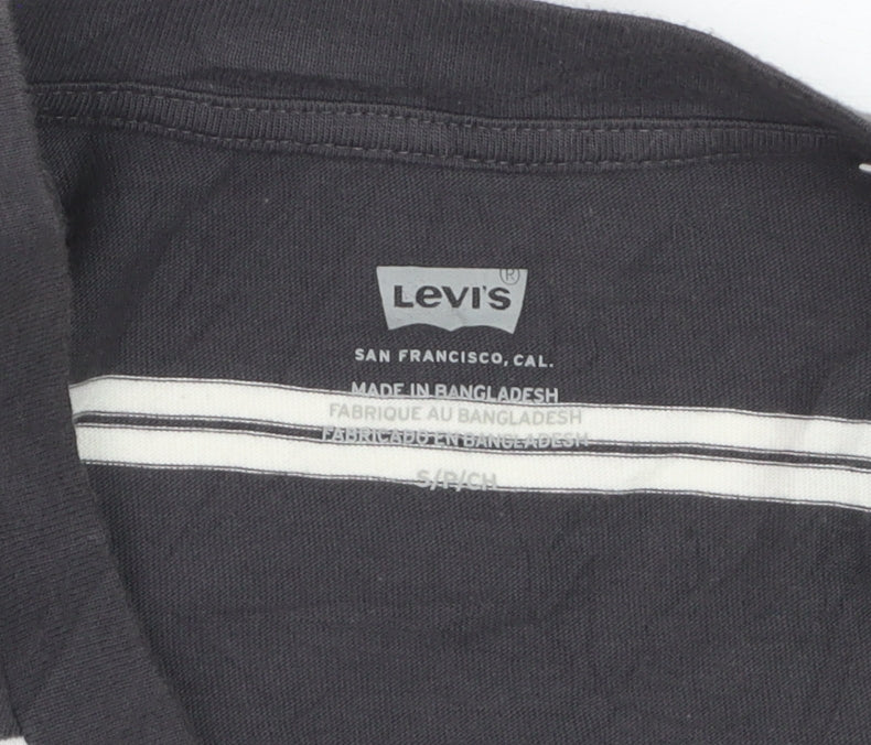 Levi's Women's Black Striped Cropped T-Shirt Size S