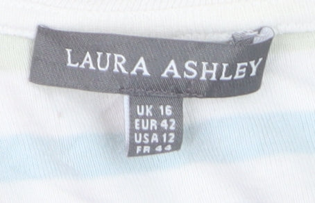 Laura Ashley Womens Multicoloured Striped Cotton T-Shirt UK 16