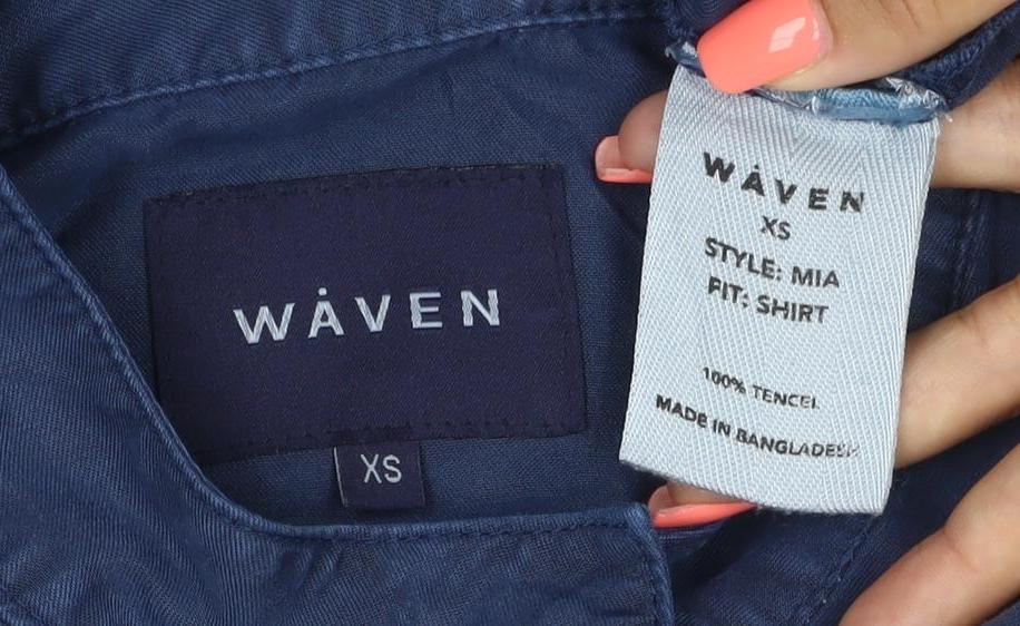 Waven Womens Blue XS Lightweight 3/4 Sleeve Button-Up Shirt