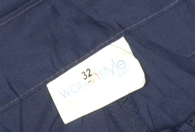 Work in Style Men's Blue 32in Regular Fit Work Trousers