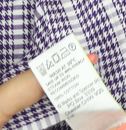 Marks and Spencer Collezione Men's Purple Checked Long Sleeve Shirt Size L