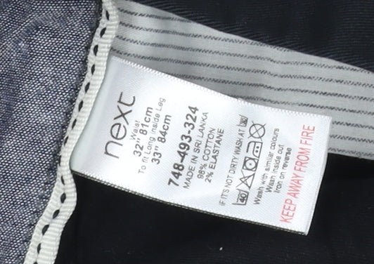 Next Men's Black Slim Fit Chino Trousers Size 32 Regular