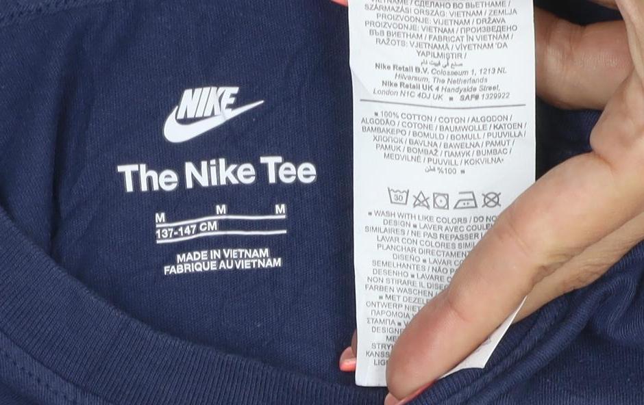 Nike Boys Blue Crew Neck Sports Cotton T-Shirt M