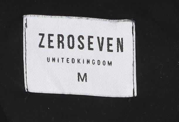 ZEROSEVEN Men Black Cotton Crew Neck Short Sleeve T-Shirt M