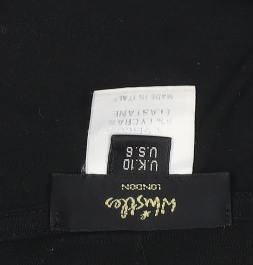Whistles Women's Black Long Sleeve Viscose Stretch Top Size 10