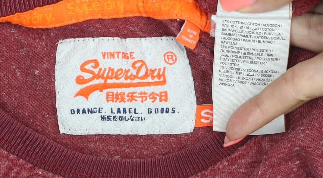 Superdry Men's Red Short Sleeve Crew Neck Cotton Blend T-Shirt Size S