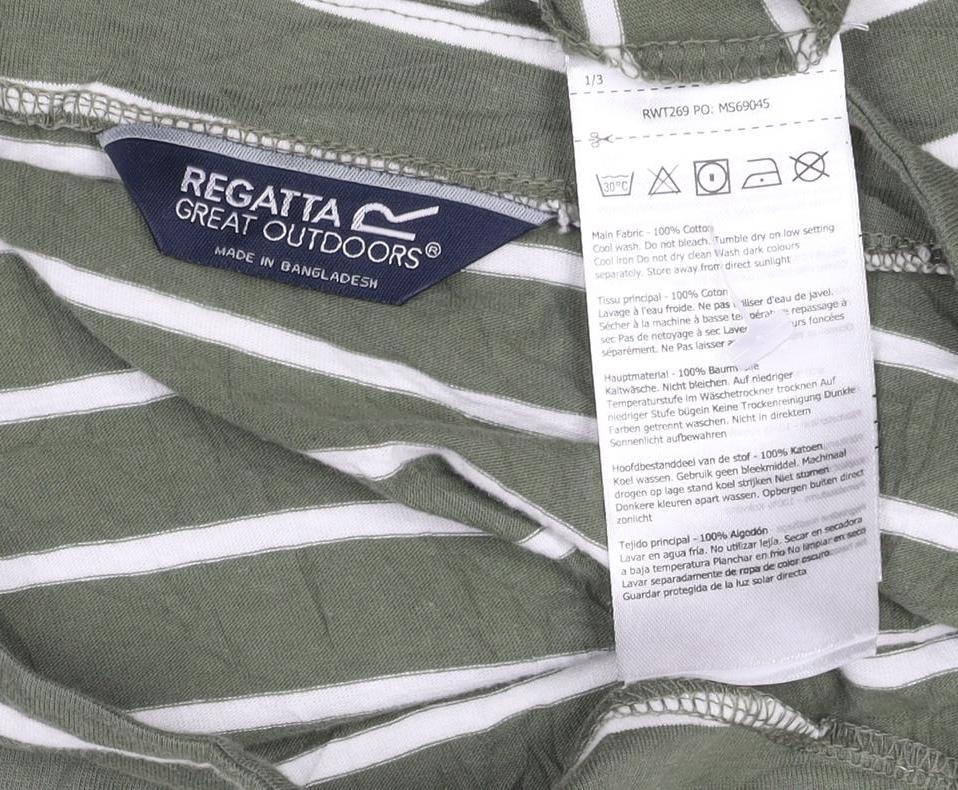 Regatta Women’s Green Striped 3/4 Sleeve Cotton T-Shirt L