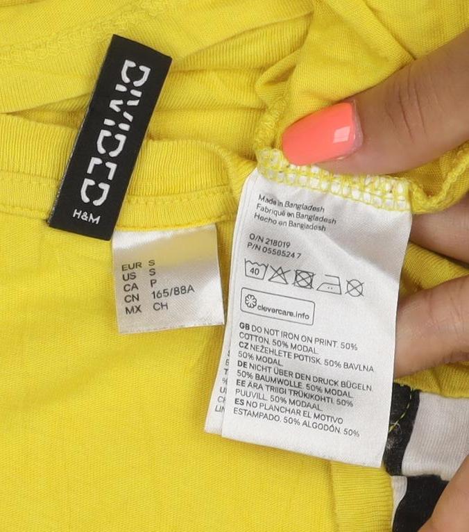 H&M Divided Women's Yellow Cropped Long Sleeve Racing T-Shirt - Size S