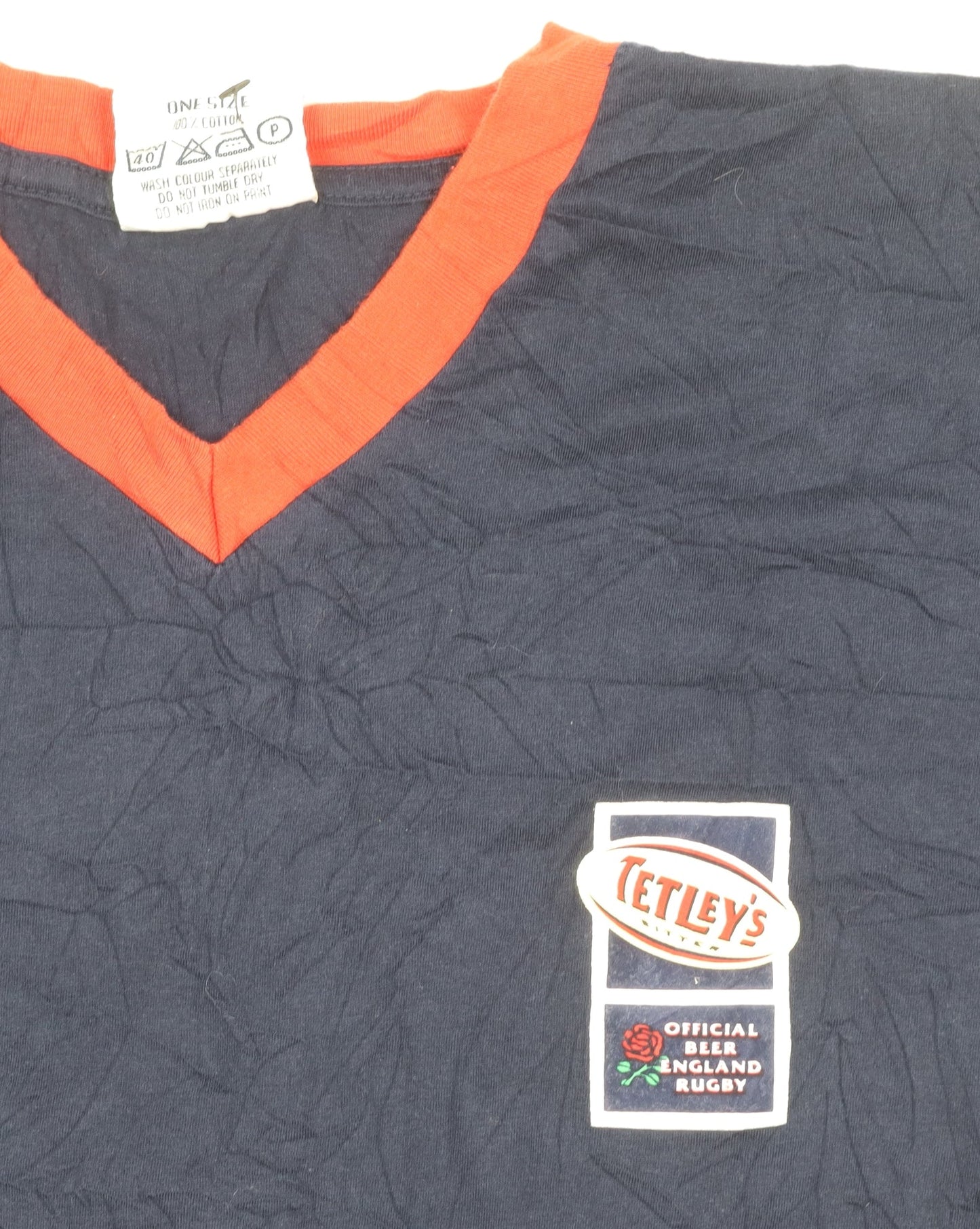 Tetley's Official England Rugby Navy V-Neck Men's T-Shirt One Size