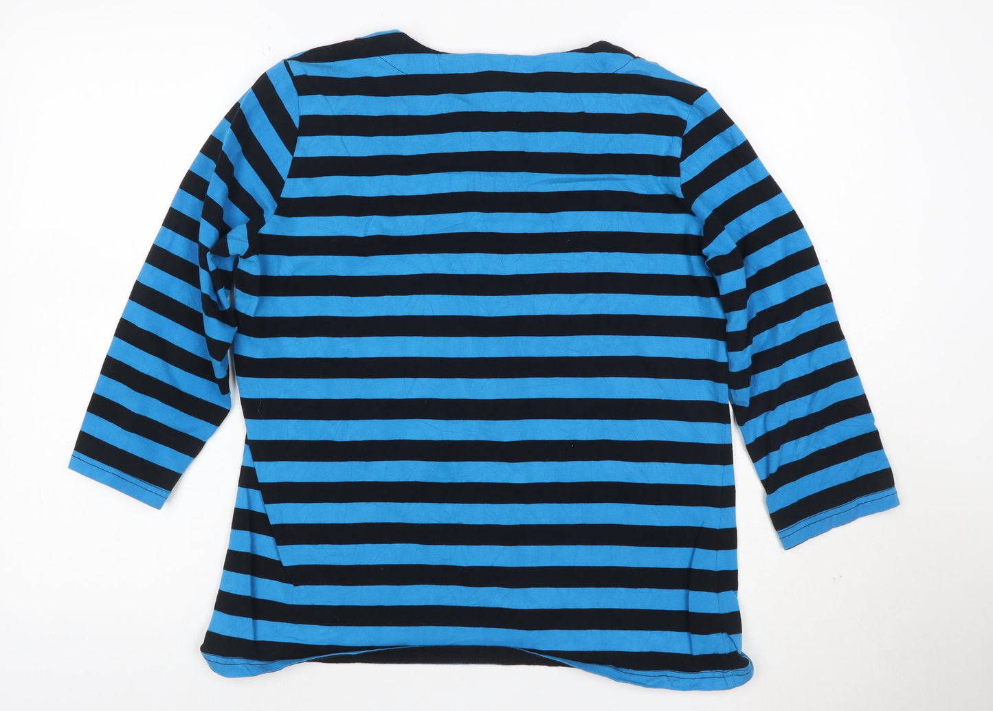 Chianti Women Blue Black Striped Long Sleeve V-Neck Tunic Top Size 14