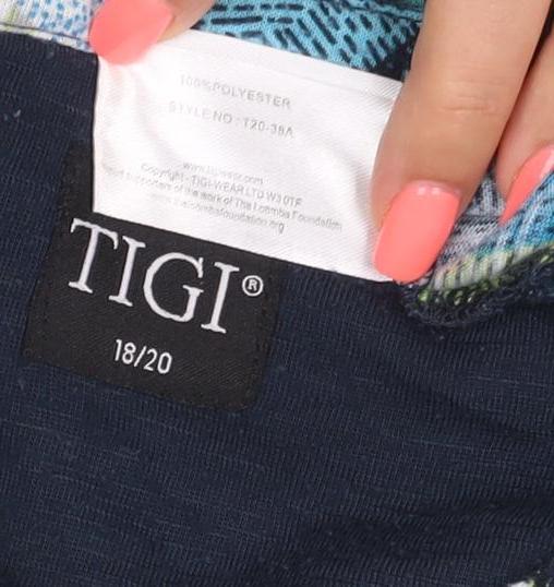 Tigi Women's Multicoloured Leaf Print Henley Tunic Blouse Size 18