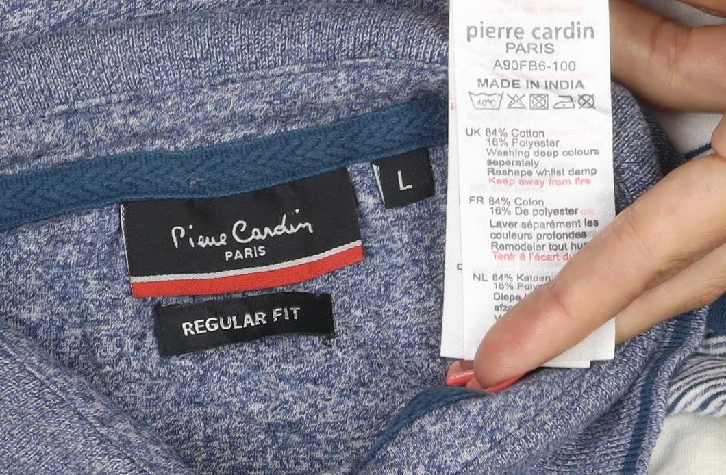 Pierre Cardin Paris Men's Blue Striped Regular Fit Polo Shirt Size L
