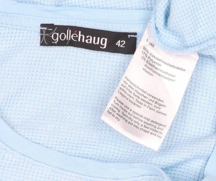 Gollehaug Women’s Blue Cotton Elastane Short Sleeve T-Shirt Size 14