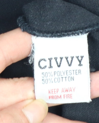 Civvy Men's Black V-Neck Short Sleeve Cotton Blend T-Shirt Size M