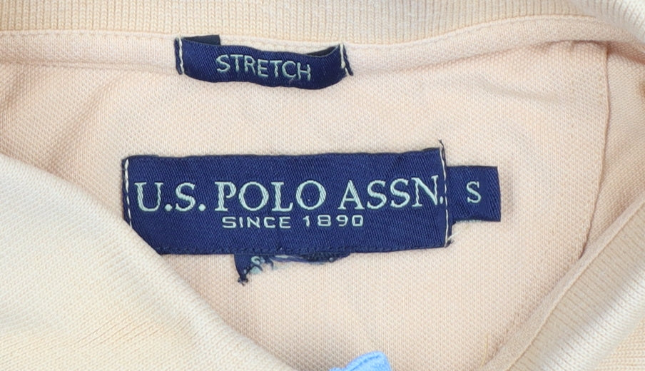 U.S. Polo Assn. Men's Beige Stretch Cotton Short Sleeve Polo Shirt Size S