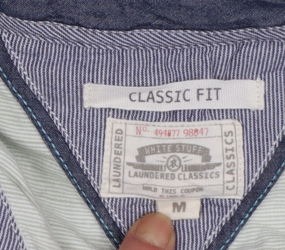 White Stuff Men's Sea Green Classic Fit Cotton Short Sleeve Shirt M