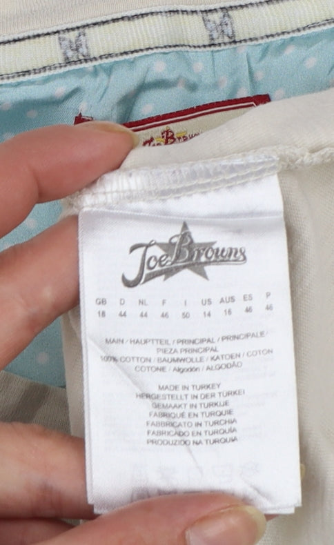 Joe Browns Womens Beige Embroidered Car T-Shirt Size 18 Cotton