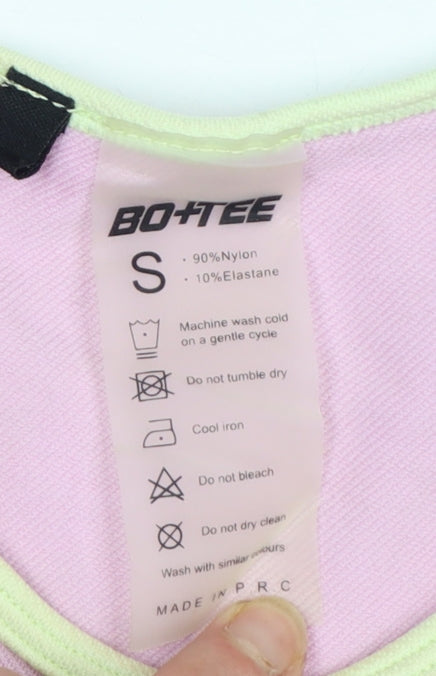 Bo+Tee Womens Pink Cropped Activewear T-Shirt Size S