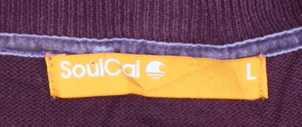 SoulCal Men's Red Cotton Crew Neck Pullover Jumper Size L
