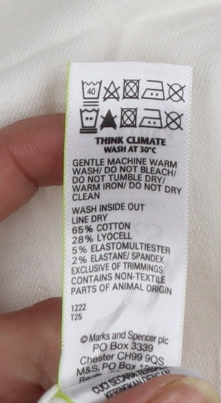 Marks and Spencer Women’s White Cotton Blend Knee Length Pencil Skirt Size 18