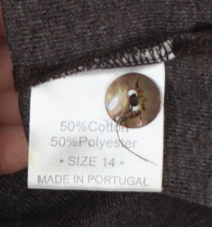 Mistral Women Brown Cardigan Size 14 Cotton Blend Long Sleeve