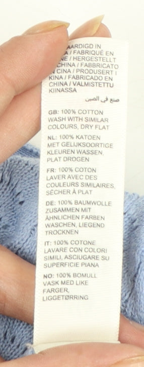 Fat Face Women's Blue Cotton Knit Cardigan UK 12 V-Neck Button
