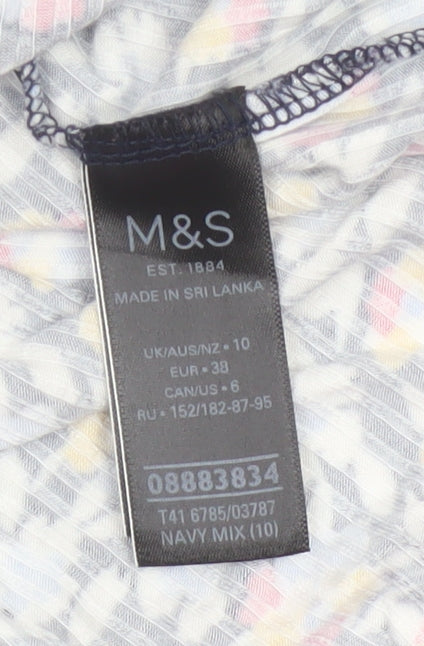 Marks and Spencer Women Multicoloured Floral Short Sleeve T-Shirt Size 10