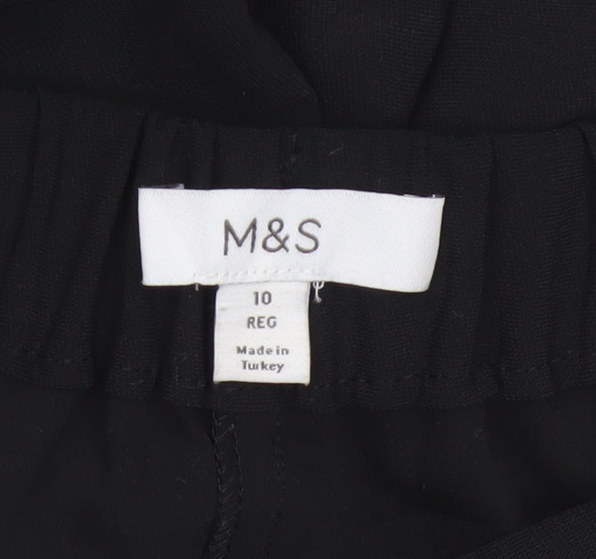 Marks and Spencer Women’s Black Wide-Leg Trousers Size 10 Elastic Waist