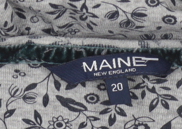 Maine New England Womens Grey Floral V-Neck Tunic Blouse Size 20