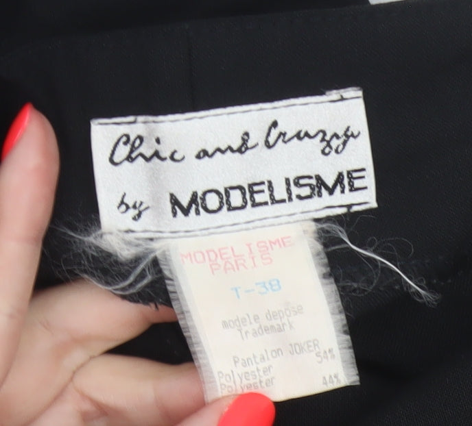 Chic and Crazy by Modelisme Women's Black Tapered Pleated Trousers Size 10