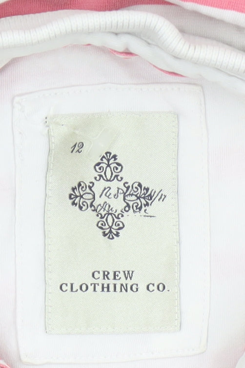 Crew Clothing Co. Women's Pink White Striped Polo Shirt Size 12