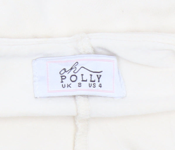 Oh Polly Women's White Size 8 Skater Mini Skirt Stretch Modal