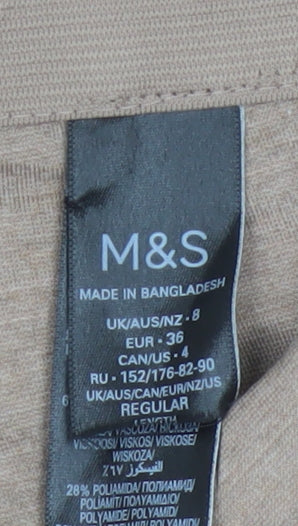 Marks and Spencer Womens Beige Regular Viscose Blend Straight Trousers Size 8