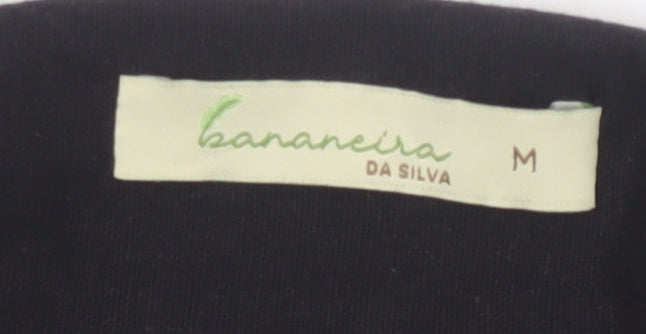 Bananeira Da Silva Womens Black Cotton Collared Button-Up Shirt M