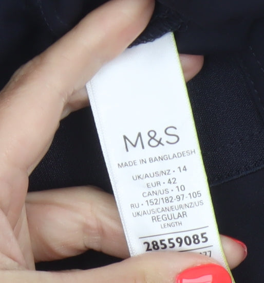 Marks and Spencer Women’s Black Stretch Regular Trousers Size 14