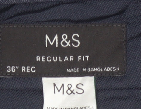 Marks and Spencer Men’s Black Regular Fit Wool Dress Trousers 36” Waist