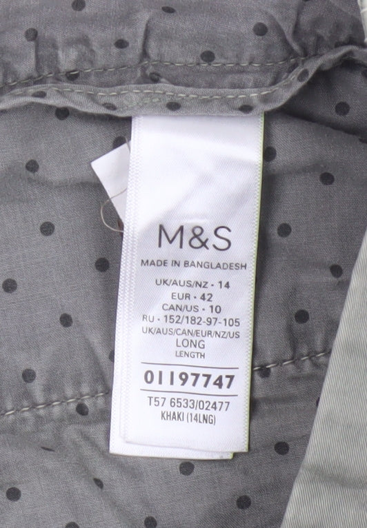 Marks and Spencer Women’s Green Chino Trousers Size 14 Tall