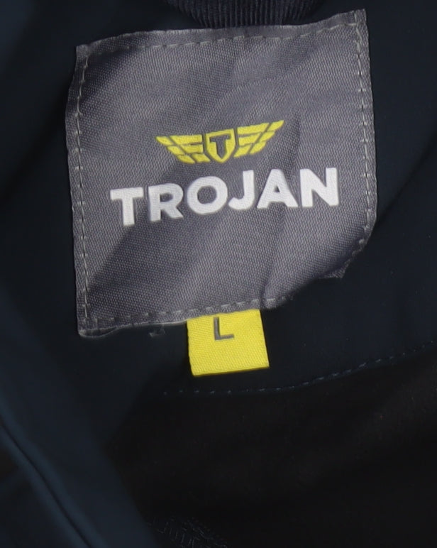 TROJAN Men's Blue Soft Shell Jacket L Water Resistant Outdoor